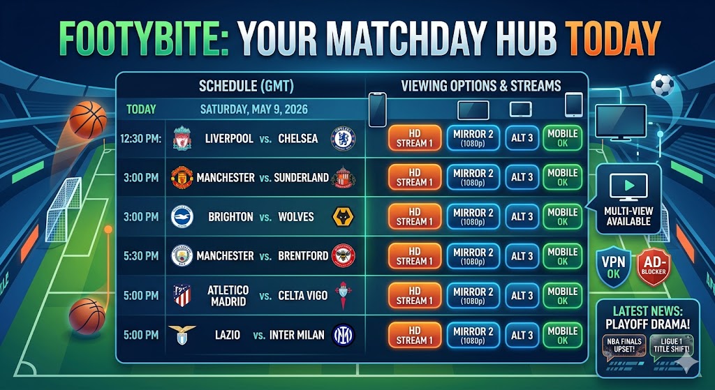 Footybite Match Schedule & Viewing Options Today